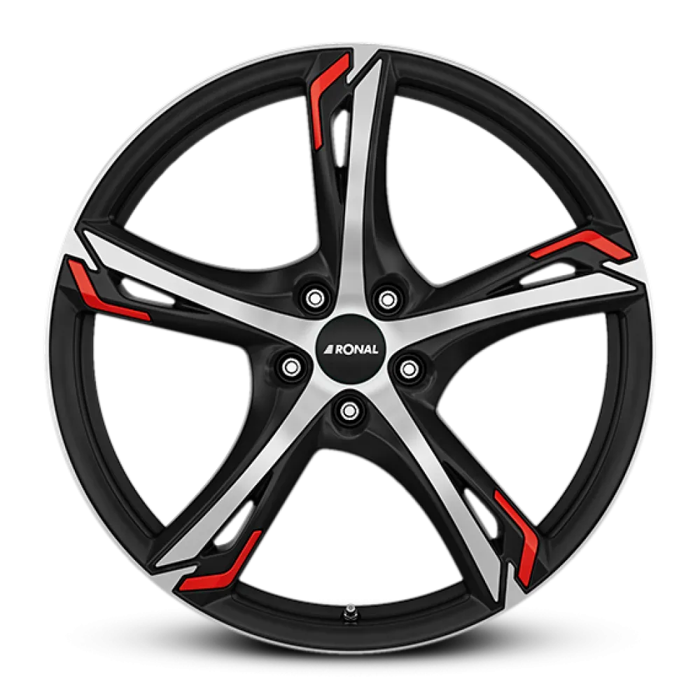 Ronal R62 Red JET BLACK-MATT-FRONT CUT 7.5x18 jako: 5x114.3 et: 40 Alumiinivanne – mallikuva