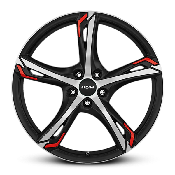 Ronal R62 Red JET BLACK-MATT-FRONT CUT 7.5x18 jako: 5x114.3 et: 40 Alumiinivanne – mallikuva